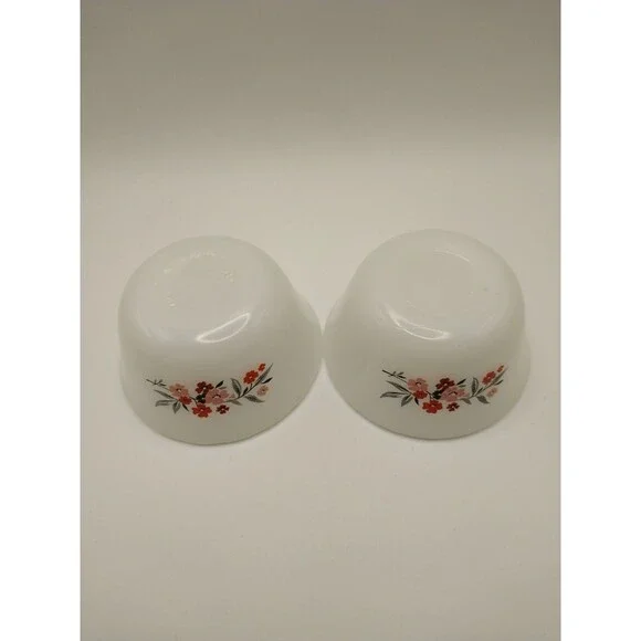 Vintage Floral  Fire King Primrose Custard Cups Set Of 2- 6 Oz EUC - Picture 8 of 8